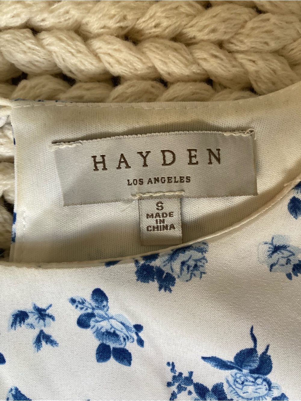 Hayden White Top with Blue Floral Print